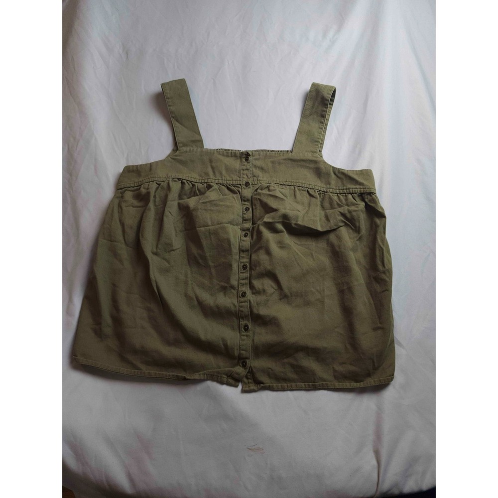 Old Navy‎ Babydoll Cami Tank Top Womens Large Green Woven Smocked Button Casual